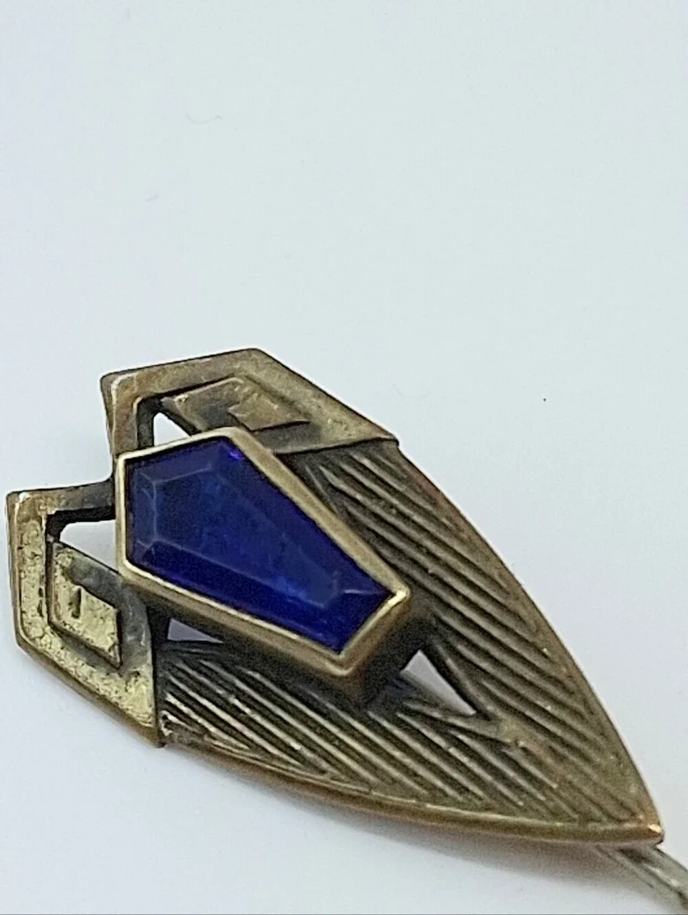 * Vintage Antique Blue Stone Art Deco Unsigned Stick Pin Brooch